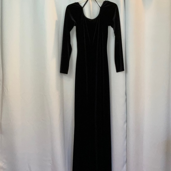 Vintage Scott McClintock TALL Black Velvet Long Sleeve Maxi Dress Women Size 14 - Picture 10 of 10